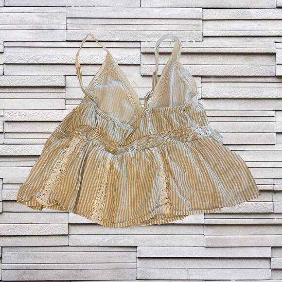 American Eagle Tan & White Striped Tank Sz. L - Picture 4 of 6